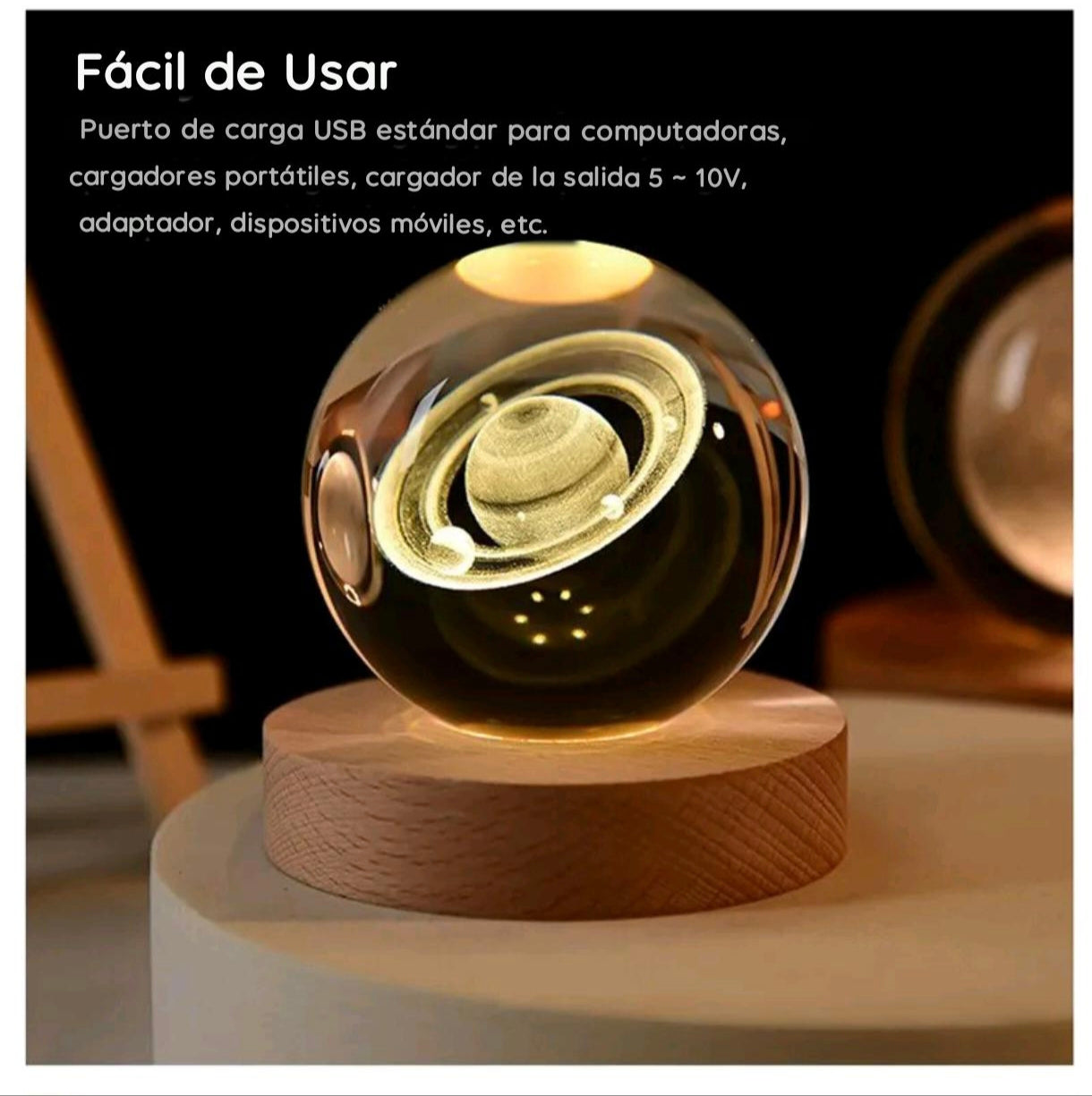 Lampara Luna 3d Esfera De Cristal Luz