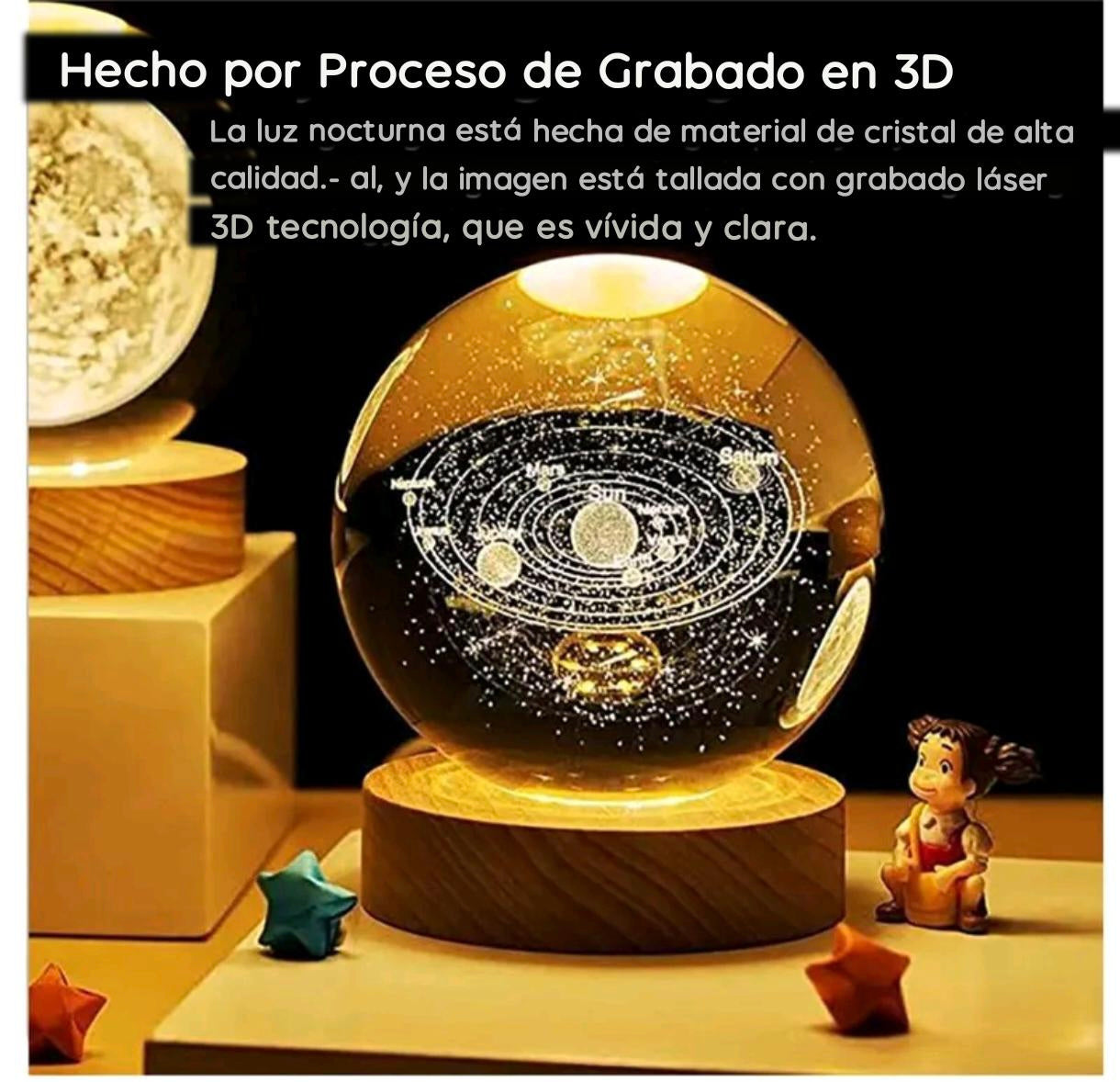 Lampara Luna 3d Esfera De Cristal Luz