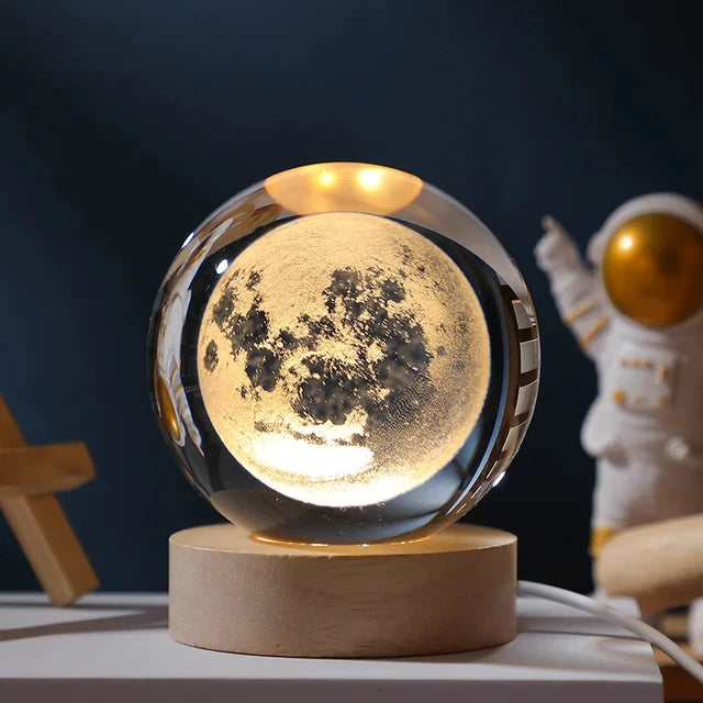 Lampara Luna 3d Esfera De Cristal Luz