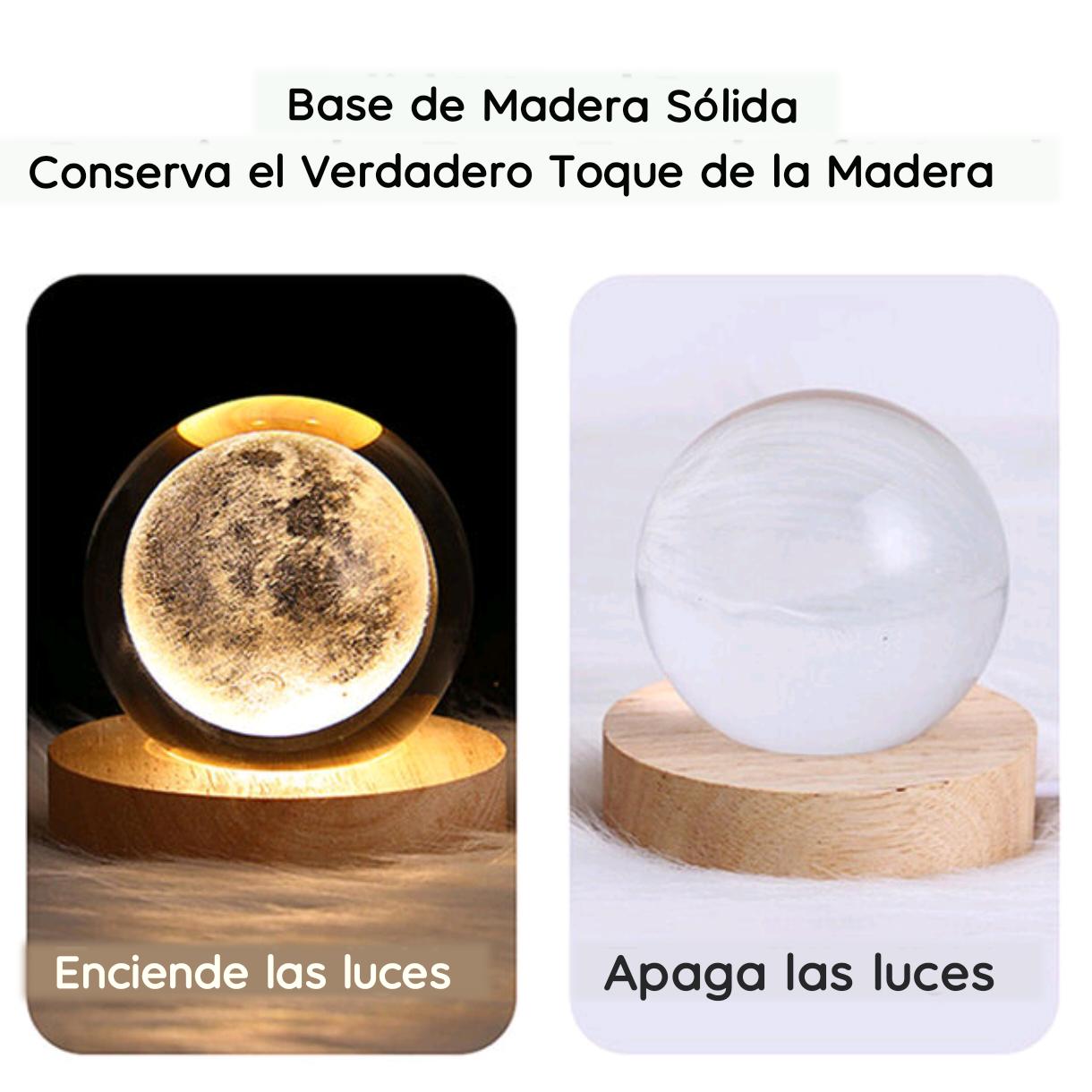 Lampara Luna 3d Esfera De Cristal Luz