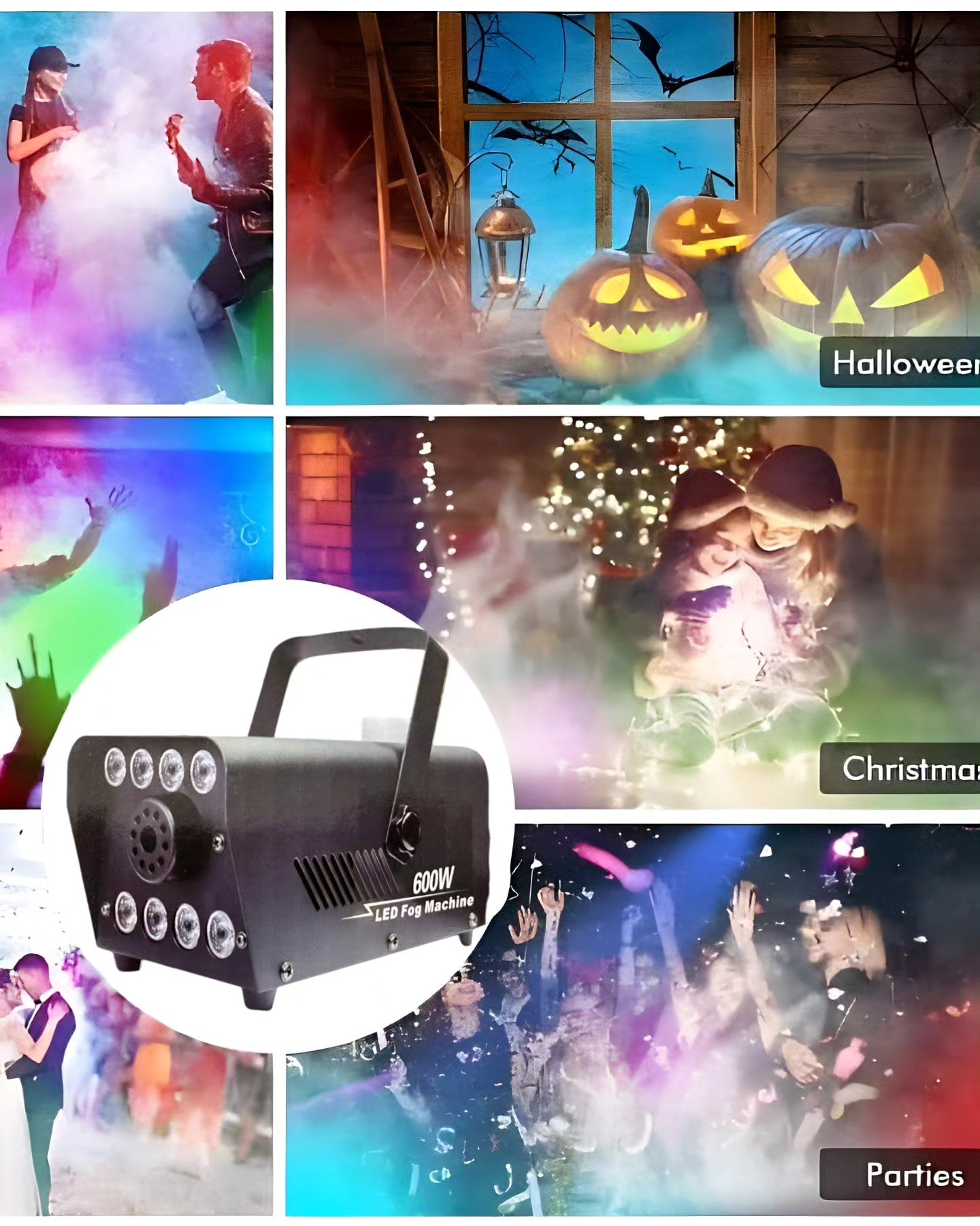 Maquina Humo 600w 8 Led Inalambrico