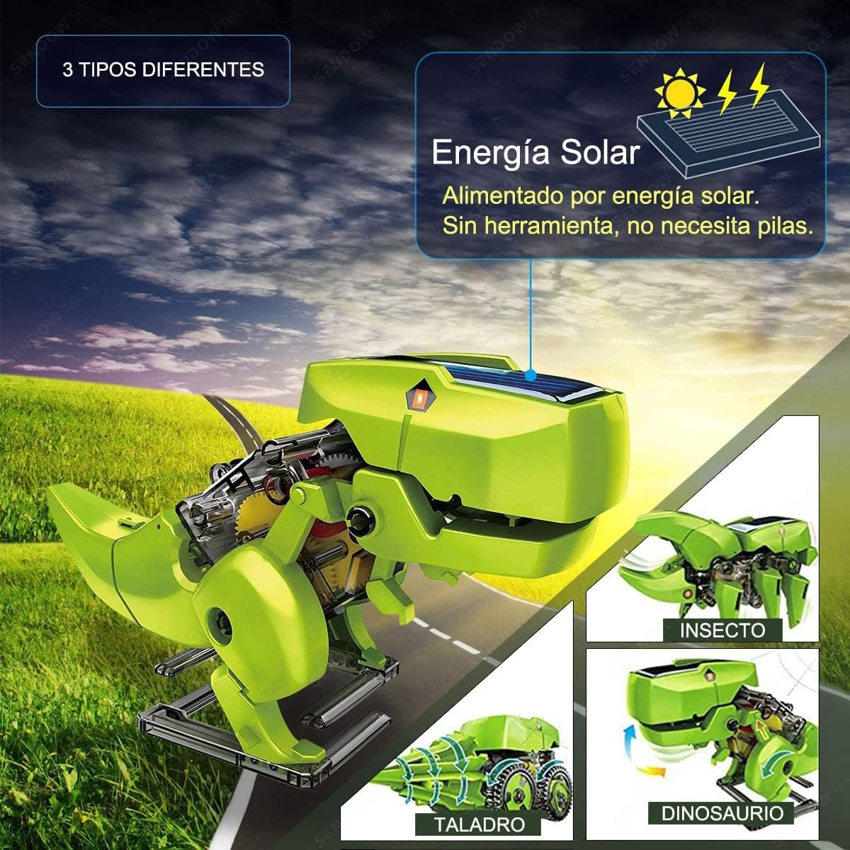 Juguete Dinosaurio Kit Solar 3 En 1 Robot