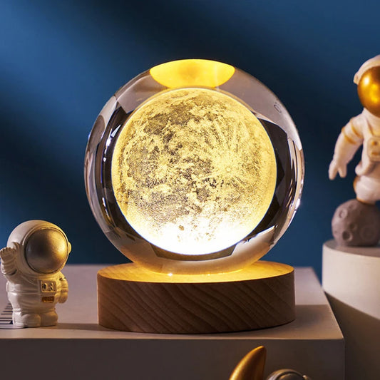 Lampara Luna 3d Esfera De Cristal Luz